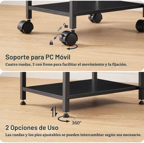 Vista 6 de HOOBRO Soporte para PC, soporte de torre de PC de 2 niveles que se adapta a la mayoría de torres de computadora, soporte de CPU para piso, altura