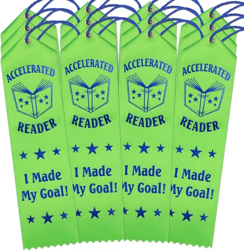 Vista 5 de RibbonsNow Accelerated Reader Award Ribbons - 25 cintas verdes con tarjeta y cuerda