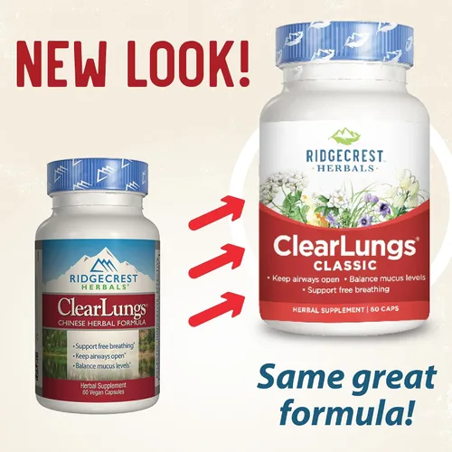 Vista 4 de Ridgecrest Herbal Clearlungs Classic Red Label - 60 cápsulas (paquete de 3)