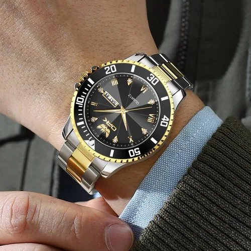 Vista 2 de OPK Mens Watch Simple Fashion Diamonds Stainless Steel Analog Men Wrist Watch Diamond Large Dial Waterproof Date Casual Watch for Man