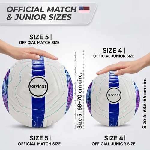 Vista 2 de Balón de fútbol tamaño 5,4 – Piel sintética impermeable con unión térmica, entrenamiento profesional y pelota de partido para jóvenes y adultos