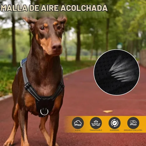 Vista 5 de Mihachi Arnés para perro para perros medianos, chaleco de servicio sin tirones a prueba de escapes, con tiras reflectantes y asa de control Azul