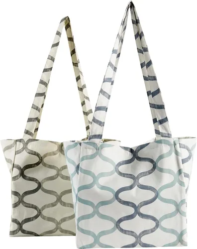 Vista 23 de HPD Half Price Drapes Bolsas de compras reutilizables para comestibles, paquete de 2 bolsas de algodón ligeras PRCT-GB81602-ST, Aiden Geometric