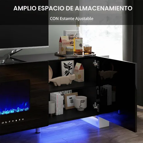 Vista 4 de VanAcc - Soporte moderno de TV con chimenea de 70 pulgadas con almacenamiento para televisores de hasta 80 pulgadas