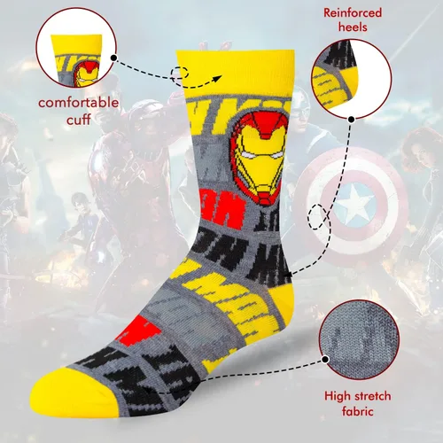 Vista 3 de Marvel Legends - Calcetines para niños y hombres, paquete de 6 calcetines para hombres y niños, calcetines atléticos para hombre, calcetines