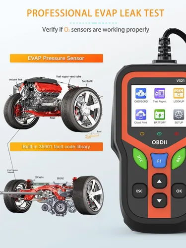 Vista 6 de Escáner OBD2 - Herramienta de diagnóstico para lector de códigos de automóvil para comprobar la luz del motor, lector de códigos de fallas