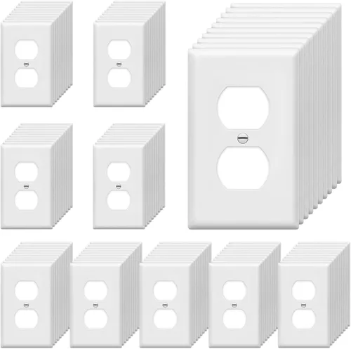 Vista 40 de ENERLITES Placa de pared dúplex para tomacorriente para receptáculos, cubierta de toma de corriente eléctrica jumbo, acabado brillante, de gran Negro