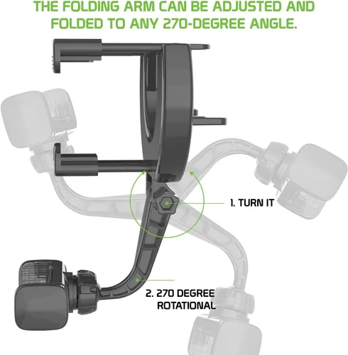 Vista 4 de Cellet Soporte universal para teléfono con espejo retrovisor para vehículo, compatible con iPhone 14 Pro Max Mini SE 13 12 11 XR XS Galaxy Z Flip Z