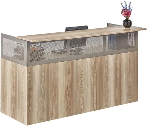 Vista 2 de NBF Recepción mostrador de trabajo para recepción, 75 pulgadas de ancho, Espresso Marrón