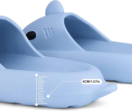 Vista 3 de ZICKYO Sandalias unisex con diseño de tiburón para mujer hombre diseño de tiburón de dibujos animados esponjosas informales para playa piscina ducha