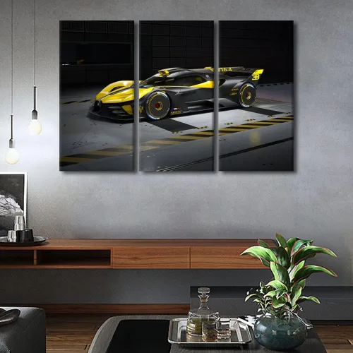 Vista 118 de Arte de pared de auto deportivo rojo para sala de estar, arte de pared de lienzo de súper auto genial, imágenes pósters, 3 piezas, arte moderno