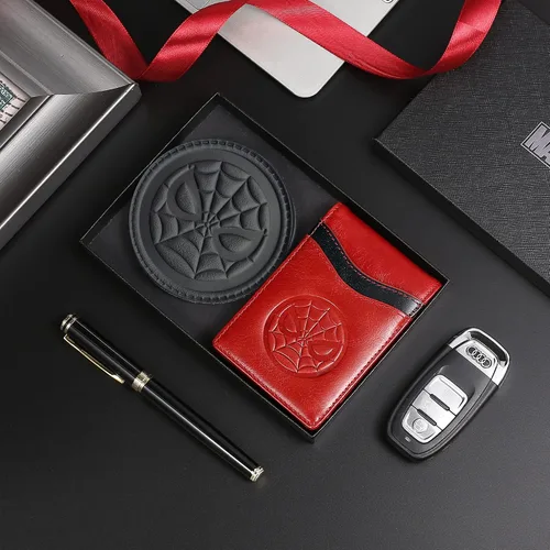 Vista 8 de IRON SPIDER Carteras para hombre con pantera de personaje de superhéroe, barrera RFID, ultrafina doble pliegue de cuero minimalista bolsillo frontal
