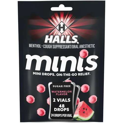 Vista 18 de HALLS Minis - Gotas para la tos sin azúcar, sabor a cereza, 48 gotas