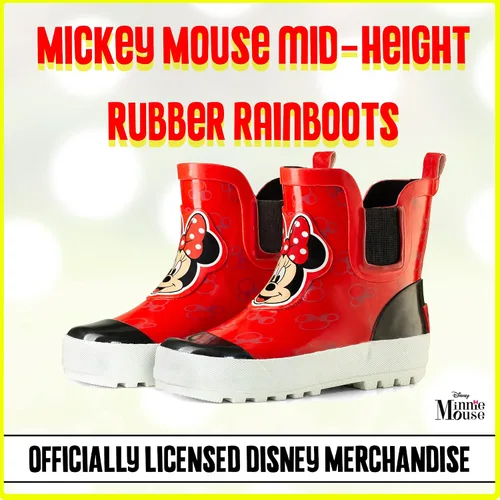 Vista 2 de Disney Botas de goma impermeables fáciles de meter de altura media para niña Minnie Mouse