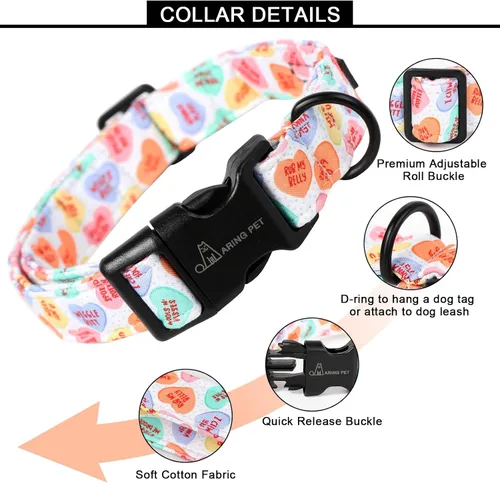 Vista 271 de Aring Pet Collar de algodón, ligero y ajustable, con hebilla de liberación rápida, para perros pequeños, medianos y grandes, para cachorros, S, Hoja