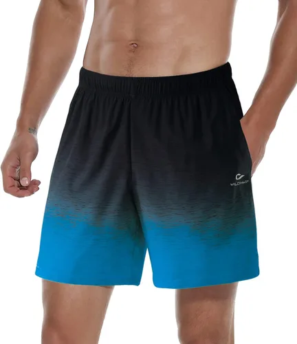 Vista 8 de YILOHKAH Pantalones cortos de entrenamiento para hombre 7 pulgadas secado rápido para gimnasio atletismo con bolsillo con cremallera
