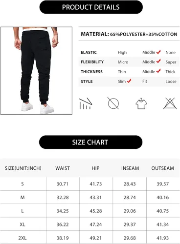 Vista 6 de Renaowin Pantalones deportivos para hombre, ligeros, ajustados, con cordón en la cintura, con bolsillos, para entrenamiento, correr, gimnasio, a