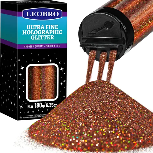 Vista 16 de Leobro - Brillantina plateada, 180g/6.35oz de brillo fino holográfico para resina, manualidades, vasos, uñas, cuerpo, diamante holográfico plateado