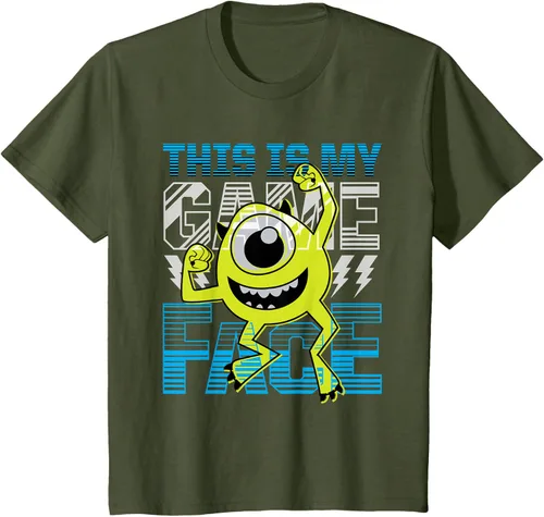 Vista 14 de Disney Pixar Monsters Inc. Mike Wazowski Game Face Camiseta Negro