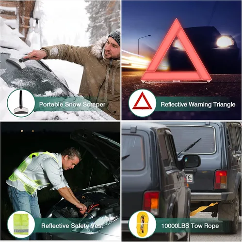 Vista 6 de Kit de Emergencia en Carretera para Automóvil, Kits Esenciales de Asistencia de Emergencia en Carretera para Seguridad de Vehículos Automotrices