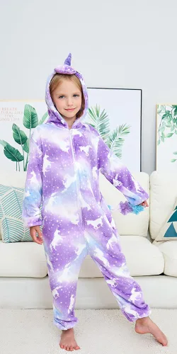 Vista 65 de Pijama de unicornio unisex para niños, enteritos para disfraz, Halloween