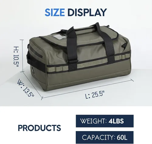 Vista 6 de Haimont Mochila de lona para gimnasio, bolsa de lona para hombre, grandes bolsas deportivas con correas de mochila para senderismo, viajes