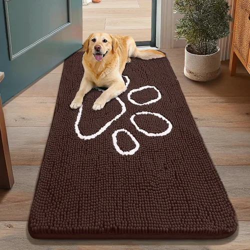 Vista 201 de Smiry Tapete para puerta de perro para patas fangosas, absorbente y Gris y negro