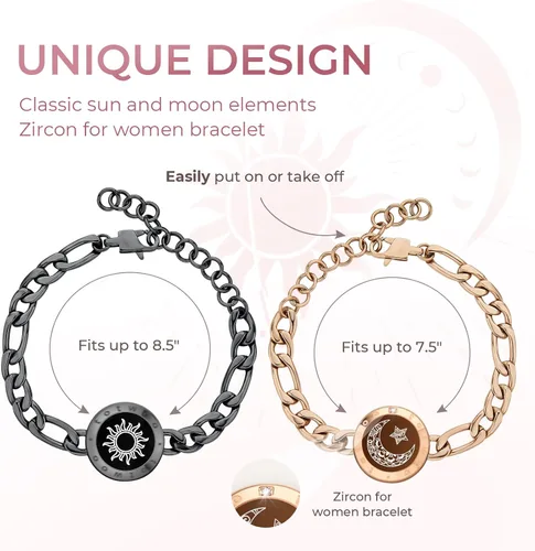 Vista 4 de TOTWOO Sun and Moon Long Distance Touch Bracelets for Couples