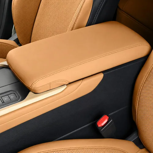 Vista 123 de Great-luck Funda de cuero para consola central, almohadilla para reposabrazos, accesorios de cubierta de caja (costuras rojas) para BMW X1 2023 2024