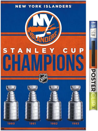 Vista 17 de Trends International NHL New York Islanders - Póster de pared Champions 23, 22.4 pulgadas de largo x 14.7 pulgadas, versión enmarcada en madera