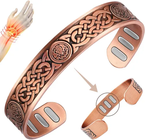 Vista 14 de Vicmag Pulsera de Cobre para Hombres Pulsera Magnética de Fuerza 9X para Hombres 99% Cobre Puro con Imanes de 5000 Gauss, Caja de Presentación