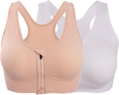 Vista 60 de Brasier deportivo o para yoga con cierre frontal de ganchos y cremallera para mujer
