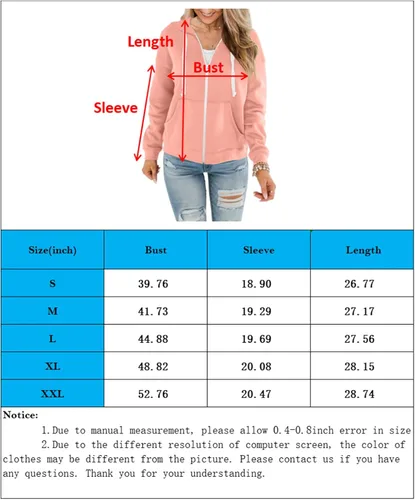 Vista 6 de ORANDESIGNE Sudadera con capucha y cremallera para mujer, casual, de manga larga, con bolsillo
