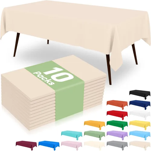 Vista 20 de 6 paquetes de manteles de plástico desechables, 54 x 72 pulgadas mantel rectangular impermeable, cubiertas de mesa decorativas a prueba de fugas