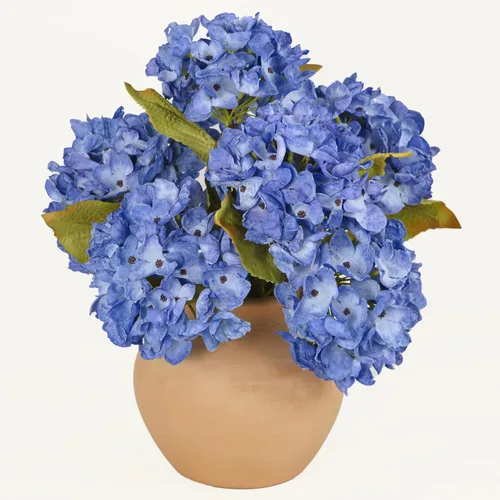 Vista 14 de TOPIA Flores de otoño de seda, hortensias secas artificiales, ramo de otoño, flores secas falsas para decoración del hogar (6 unidades)