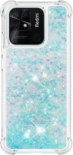 Vista 74 de Funda de silicona transparente con purpurina para Xiaomi Redmi A1 Bling Liquid Clear Star Heart Silicone Bumper a prueba de golpes, funda Azul