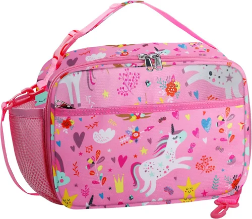 Vista 11 de RLGPBON Lonchera para Niños, Lonchera con Aislamiento Térmico para Niños y Niñas, Bonita Bolsa de Almuerzo y Lonchera Reutilizable para Niños