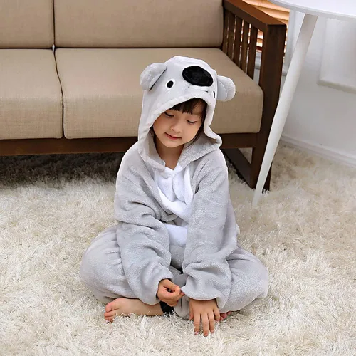 Vista 2 de Plustrong Pijama de una sola pieza para niños, disfraces de Halloween para niños y niñas, enterizo de franela de animales, disfraces de Halloween