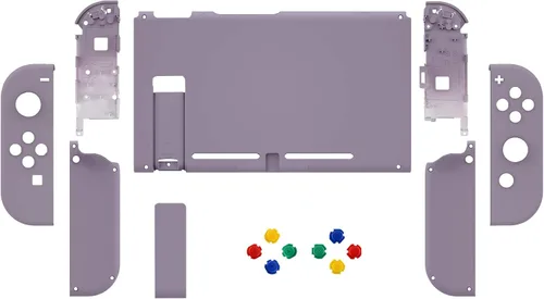 Vista 2 de eXtremeRate Soft Touch Grip Backplate for Nintendo Switch Console, NS Joycon Handheld Controller Housing with Colorful Buttons, DIY Replacement