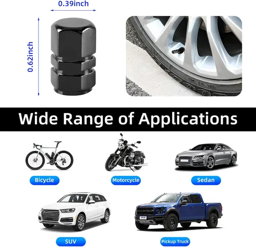 Vista 2 de Kewucn 8 tapones para válvulas de neumáticos de automóvil, cubiertas de aleación de aluminio con anillo de goma, resistentes a la corrosión
