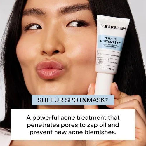 Vista 2 de CLEARSTEM SULFUR SPOT&MASK Mascarilla facial para el acné - Mascarilla facial limpiadora de manchas de azufre - Máscara facial semanal para el acné