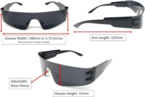 Vista 7 de WD Shades - Gafas de sol envolventes sin montura futuristas de moda para mujeres y hombres, para cosplay Cyberpunk