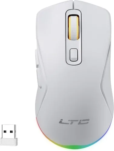 Vista 9 de LTC GM025 - Ratón inalámbrico trimodo para juegos, sensor PAW3311 de 12000 DPI, mouse ergonómico de 2.4 GHz/BT/cableado, 6 botones programables
