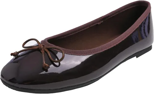 Vista 33 de FEVERSOLE Zapatos planos de ballet de patente para mujer, color macarrón colorido Beige
