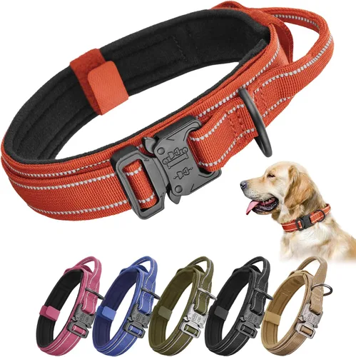 Vista 13 de KCUCOP - Collar táctico para perro, collar militar para perro, collares para perro Tactipup, ajustable, hebilla de metal resistente para perros M, L