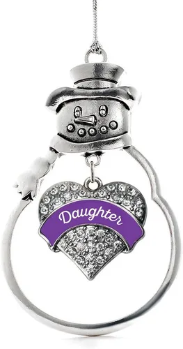Vista 100 de Inspired Silver - Big Sis - Adorno de Navidad plateado - Adorno de árbol de Navidad con dije de corazón con circonita cúbica - Decoración colgante