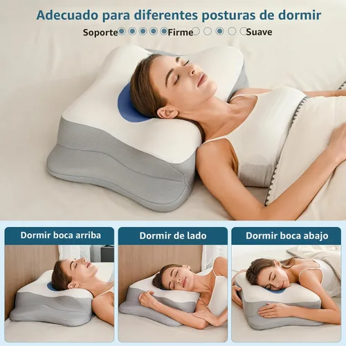 Vista 7 de Almohada cervical para el cuello para aliviar el dolor, almohadas de espuma viscoelástica de contorno para dormir, almohada ergonómica, almohada