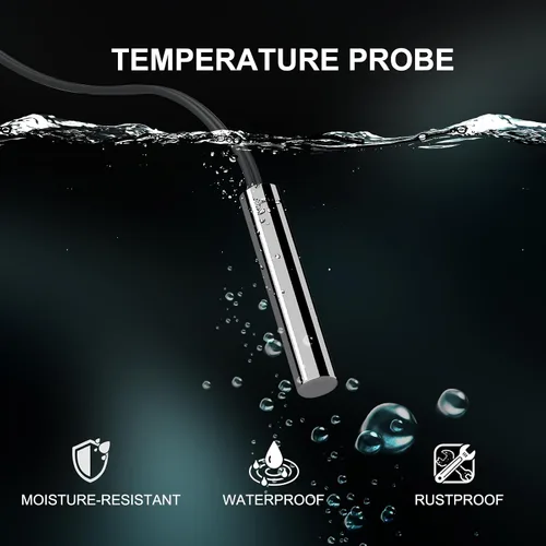Vista 3 de DROK 3 piezas de sonda de sensor de temperatura de 10K, sonda de temperatura impermeable de 1 metro, sonda de temperatura de acero inoxidable 3950
