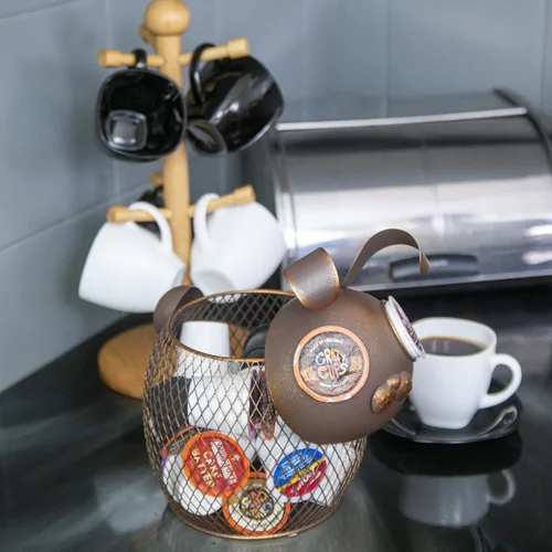 Vista 2 de Made Easy Kit Organizador de cestas de cápsulas de café, decoración útil, compatible con cápsulas Keurig K-Cup, decoración funcional de barra