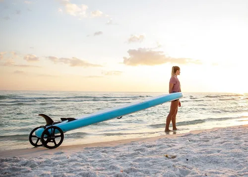 Vista 7 de SUP Wheels Evolution X Transportador extra ancho Porta tabla inflable y remolque de bicicleta